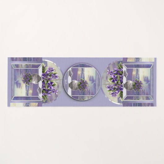 Viooltjes in een maanpot yogamat (Voorkant (horizontaal))