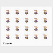 Viooltjes in een Mand Ronde Sticker (Vel)
