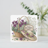 Viooltjes in een mandje Moederdag kaart (Staand voorkant)