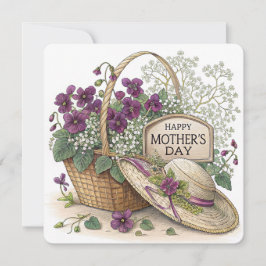Viooltjes in een mandje Moederdag kaart