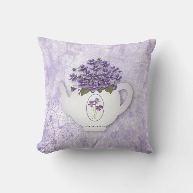 Viooltjes In Theepot Kussen (Voorkant)