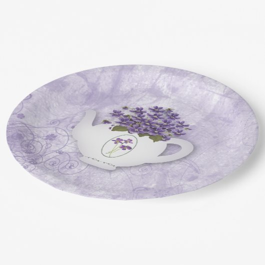 Viooltjes In Theepot Papieren Bord (Gekanteld)