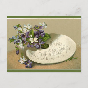  viooltjes op een palet Gelukkig Nieuwjaar Briefkaart