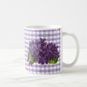  viooltjes op Gingham met hartjes Koffiemok