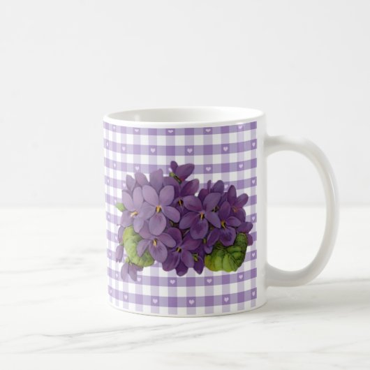  viooltjes op Gingham met hartjes Koffiemok (Rechts)