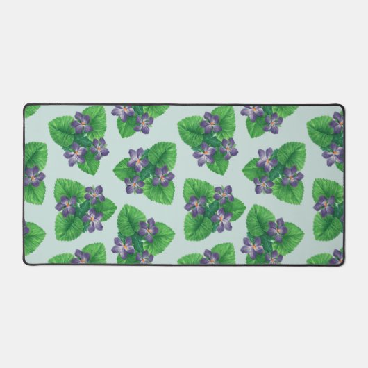 Viooltjes op zee glasblauw bureaumat (Voorkant)