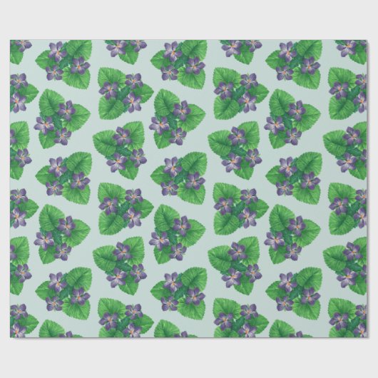 Viooltjes op zee glasblauw cadeaupapier (Vlak)