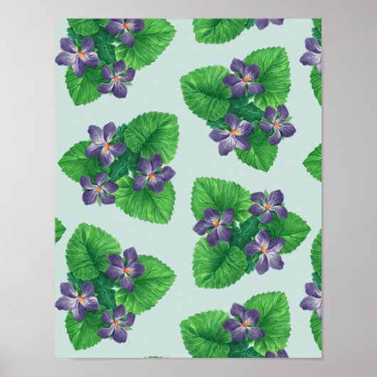 Viooltjes op zee glasblauw poster (Voorkant)