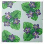 Viooltjes op zee glasblauw tegeltje (Voorkant)