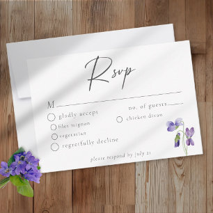 Viooltjes Watercolor Minimalistische Elegante Trou RSVP Kaartje