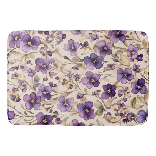 Viooltjes - waterverf badmat (Voorkant)