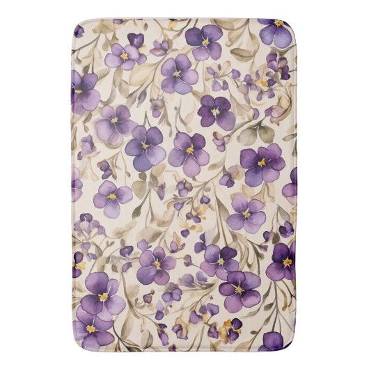 Viooltjes - waterverf badmat (Voorkant Verticaal)