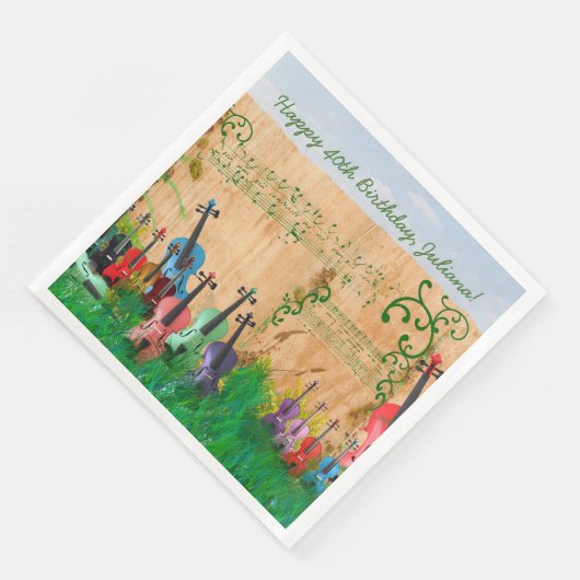 Viooltuin optioneel verjaardagsbericht servetten (Hoek)
