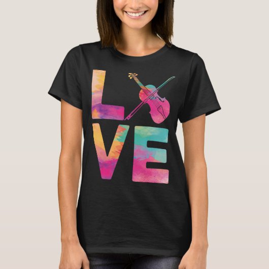 Vioolvioliste Waterverf Liefde T-shirt (Voorkant)