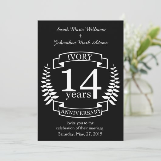 Viory bruiloft 14 jaar kaart (Staand voorkant)