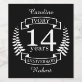 Viory bruiloft 14 jaar wijn etiket (Enkel label)