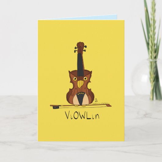 ViOWLin Funny Violin Owl Music Wenskaart Kaart (Voorkant)