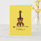 ViOWLin Funny Violin Owl Music Wenskaart Kaart (Gele Bloem)