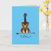 ViOWLin Funny Violin Owl Music Wenskaart Kaart (Gele Bloem)