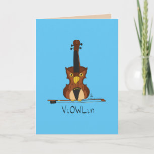ViOWLin Funny Violin Owl Music Wenskaart Kaart