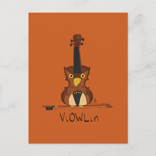 ViOWLin Violin Owl Music Briefkaart (Voorkant)