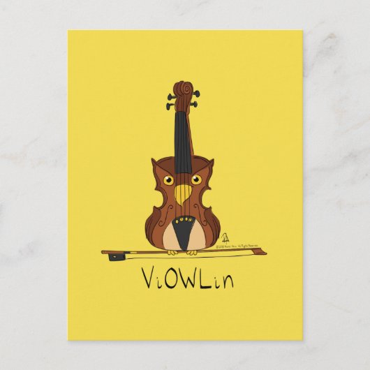 ViOWLin Violin Owl Music Briefkaart (Voorkant)
