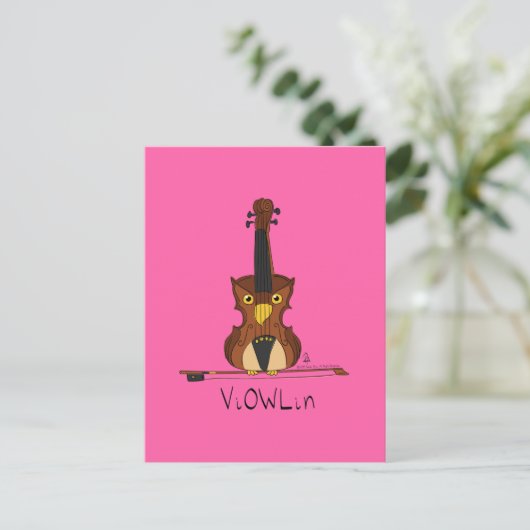 ViOWLin Violin Owl Music Briefkaart (Staand voorkant)