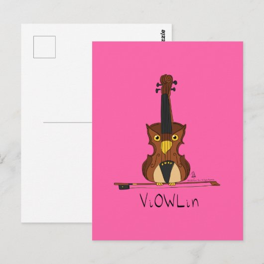 ViOWLin Violin Owl Music Briefkaart (Voorkant / Achterkant)