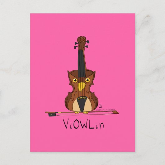 ViOWLin Violin Owl Music Briefkaart (Voorkant)
