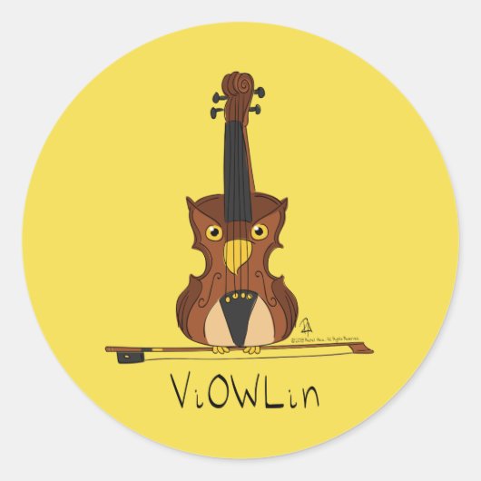 ViOWLin Violin Owl Music-Stickers Ronde Sticker (Voorkant)