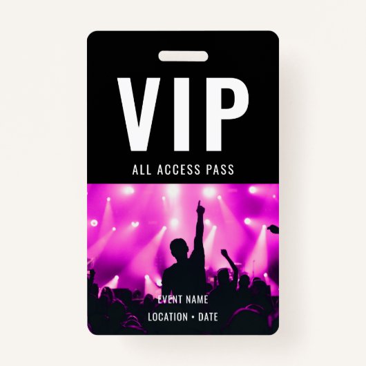 VIP Aangepaste Evenement of Concertnaam Alle Toega Badge (Voorkant)