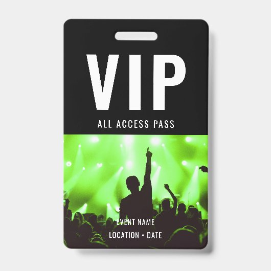 VIP Aangepaste evenement of concertnaam alles toeg Badge (Voorzijde)