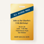 VIP Access Baseball Birthday Party Badge (Achterkant)