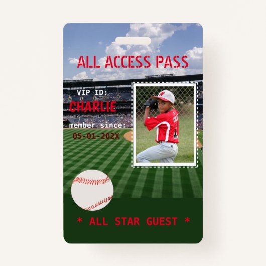 VIP Access Baseball Field Birthday Party Badge (Voorkant)