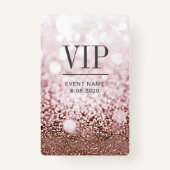 VIP Access Event Elegant Roos Gold Glitter Badge (Voorkant)