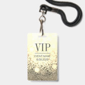 VIP Access Event Elegant White Gold Glitter Badge (Voorzijde met lanyard)
