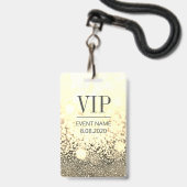 VIP Access Event Elegant White Gold Glitter Badge (Achterkant met lanyard)
