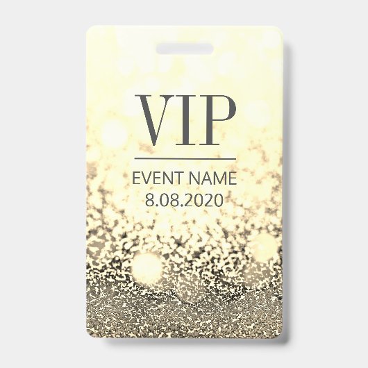 VIP Access Event Elegant White Gold Glitter Badge (Voorzijde)