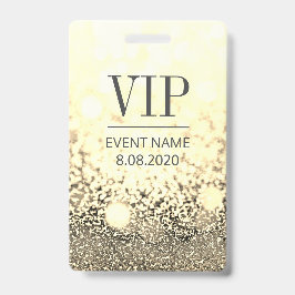 VIP Access Event Elegant White Gold Glitter Badge