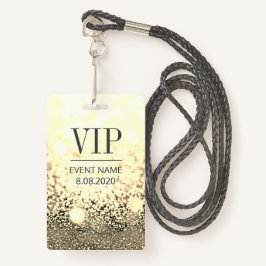 VIP Access Event Elegant White Gold Glitter Badge