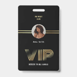 VIP Access Member Gold Foil Foto Nighclub Badge