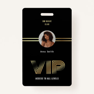 VIP Access Member Gold Foil Foto Nighclub Badge