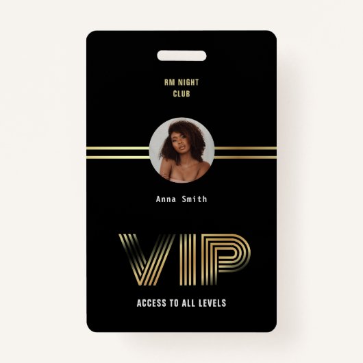 VIP Access Member Gold Foil Foto Nighclub Badge (Voorkant)