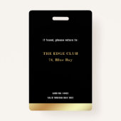 VIP Access Member Gold Foil Foto Nighclub Badge (Achterkant)