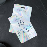 VIP Access Pass 16th Birthday Holographic Badge<br><div class="desc">Zoete zestien Holographic VIP van de Uitnodiging identiteitskaart van de Toegang van de Toegang die u kunt gemakkelijk aanpassen. Ideaal voor alle gebeurtenissen en bedrijfsgebeurtenissen. Gebruik deze sjabloon volledig opnieuw voor andere speciale gelegenheden in uw leven door op de knop "Bewerken met ontwerpgereedschap" te klikken die onder de knop "Persoonlijk...</div>