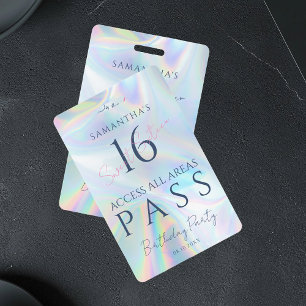 VIP Access Pass 16th Birthday Holographic Badge