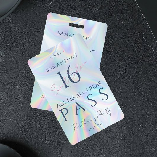 VIP Access Pass 16th Birthday Holographic Badge
