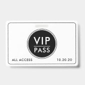 VIP All Access Evenement Zwart Wit Badge (Voorzijde)