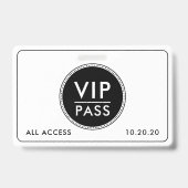 VIP All Access Evenement Zwart Wit Badge (Achterkant)