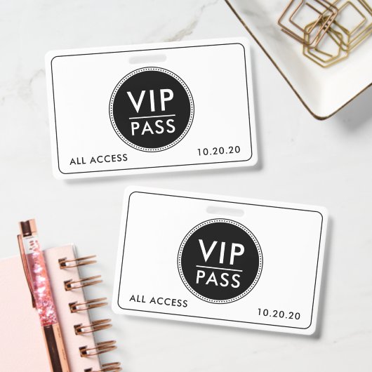 VIP All Access Event Black White Badge (Kantoor)